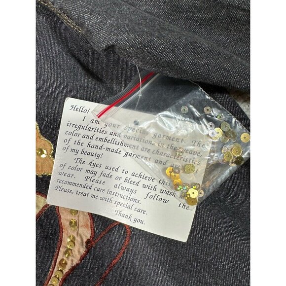 Vtg Alex Kim Jacket Womens 1X Black Floral Sequins Art To Wear Boho Read - Picture 5 of 16